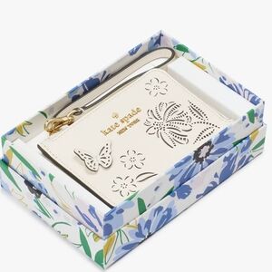 Kate Spade White Key Card Holder Floral Design